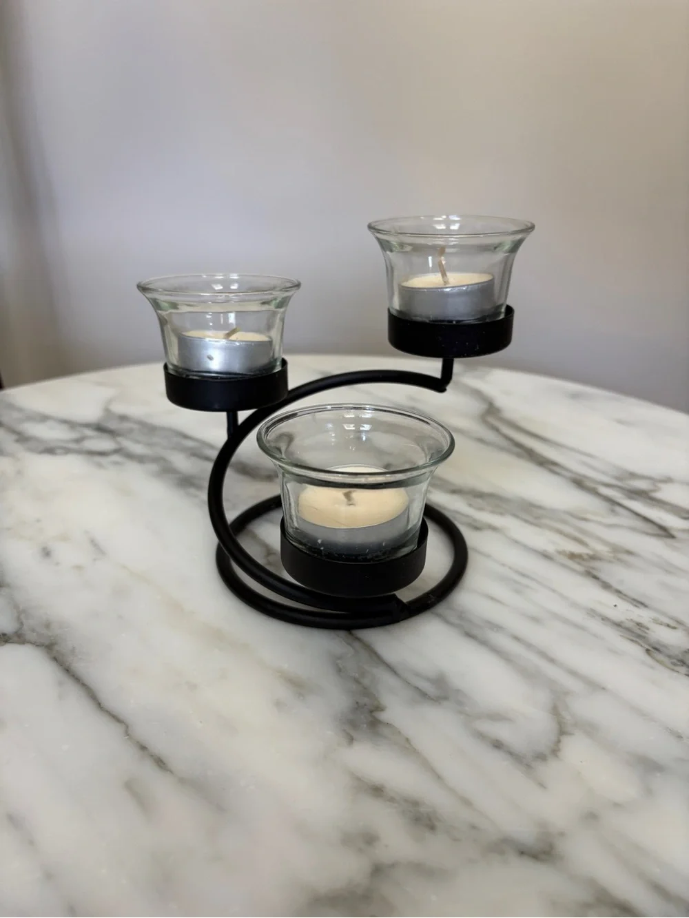 Black 3-Tea Light Spiral Candle Holder